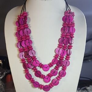 Paparazzi Wood Fuchsia Multi-Strand Necklace